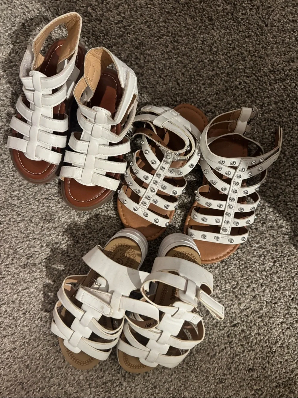 Kids White Gladiator Sandals with Stud Details - Brand